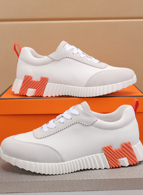 新款舒适透气休闲运动鞋男鞋拼接鞋H字母撞色女鞋系带熊猫鞋潮鞋