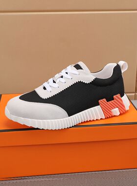 新款舒适透气休闲运动鞋男鞋拼接鞋H字母撞色女鞋系带熊猫鞋潮鞋