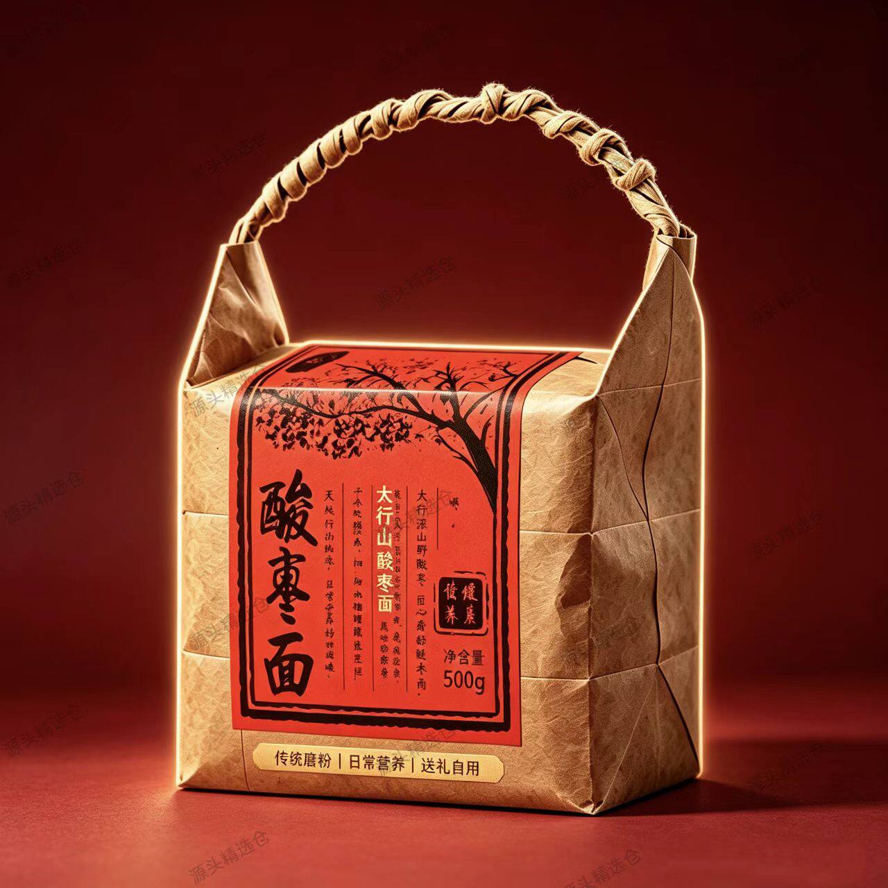 酸枣面新中式复古手提礼盒500g
