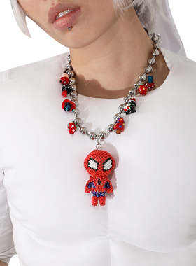WACKYE  趣味设计可爱搞怪蜘蛛侠串珠项链