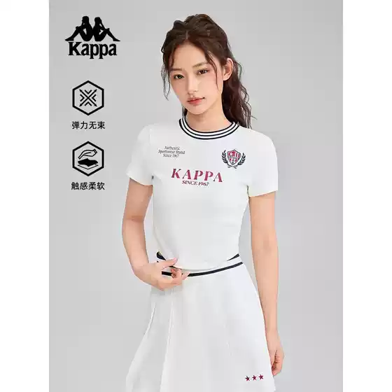 Kappa Back-To-Back Sports T-Shirt for Women, New Summer Round Neck Short-Sleeved Slim Fit Top K0F42Td02
