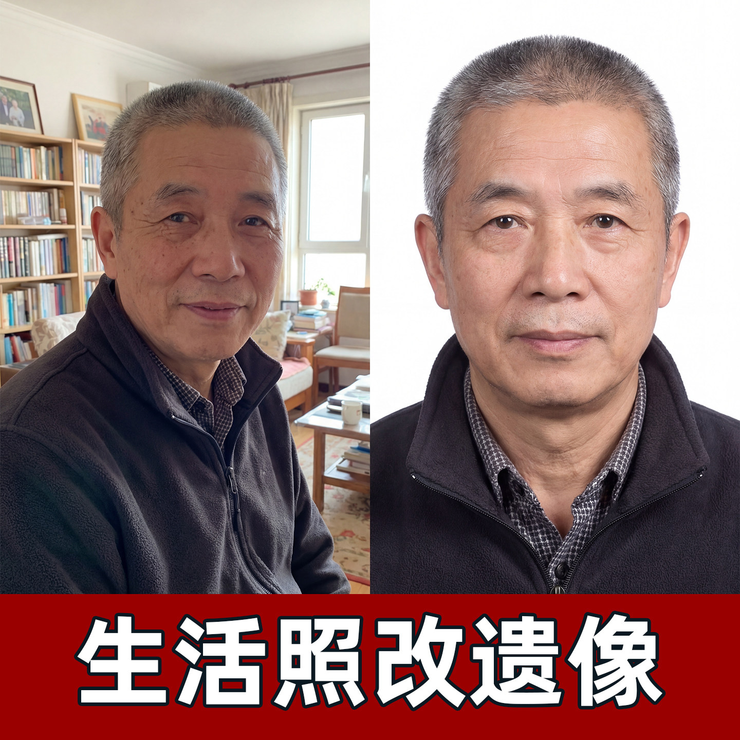 遗相制作 遗照冲洗 摆台照片ps修复处理翻新高清生活照改遗相相框