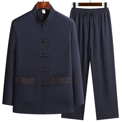唐装男长袖套装爷爷汉服