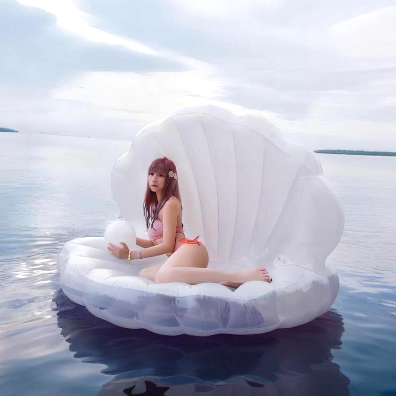 超大水上充气贝壳浮床彩虹西瓜漂浮气垫菠萝草莓成人浮排游泳圈