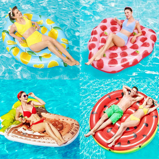 超大水上充气菠萝浮床彩虹西瓜冰淇淋漂浮气垫西瓜成人浮排游泳圈