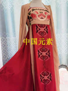 簪花仕女图舞蹈服古典舞演出服装外披大袖汉服古装舞群舞汉唐舞服