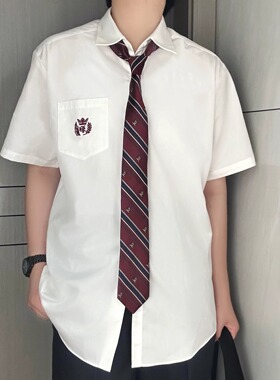 【潘特维拉】阿红衬衫dk/jk白色刺绣学生日系制服男女短袖衬衣
