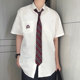 【潘特维拉】阿红衬衫dk/jk白色刺绣学生日系制服男女短袖衬衣
