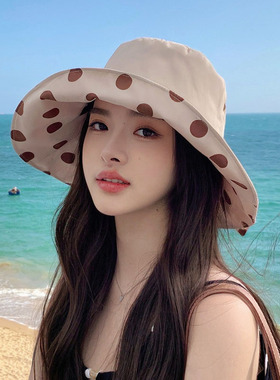 新款波点防紫外线遮阳防晒帽女夏