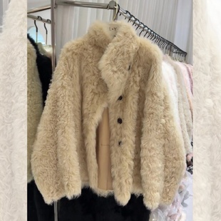 加厚毛茸茸皮草皮毛一体外套 新款 羊羔绒小个子秋冬韩版 外套女短款