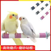鹦鹉磨爪棒虎皮牡丹玄凤不锈钢磨砂站杆小太凯克鸟笼玩具磨砂站棍