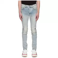Japanese and Korean High Street 26Ssslp Snowflake Washed Bleached Light-Colored Distressed Stretch Summer Slim-Fit Jeans for Men, High Quality