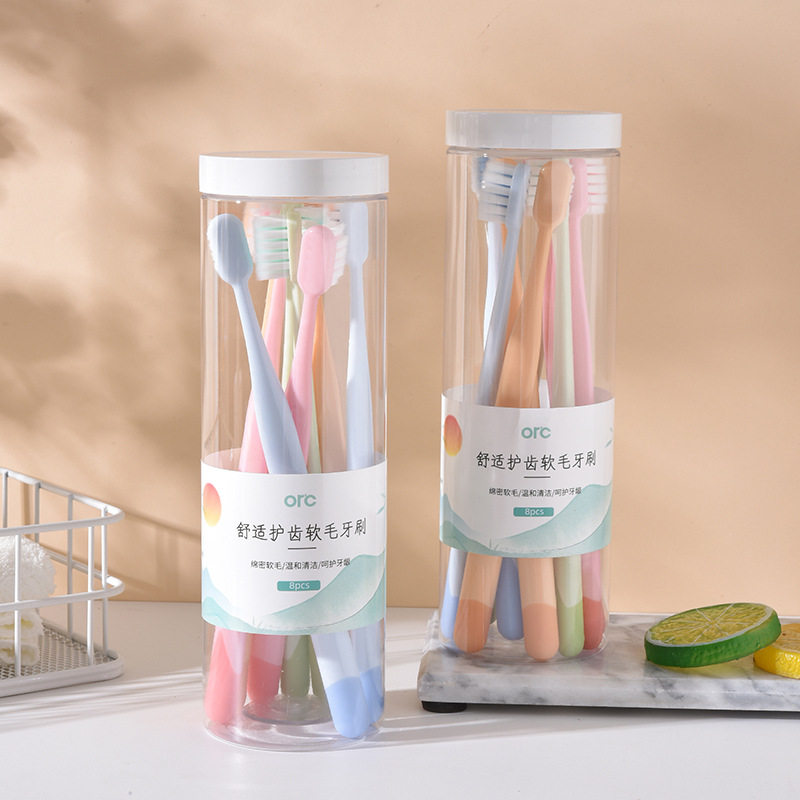 高级感舒适护齿软毛牙刷深入清洁口腔牙缝不伤牙龈家庭装家用桶装