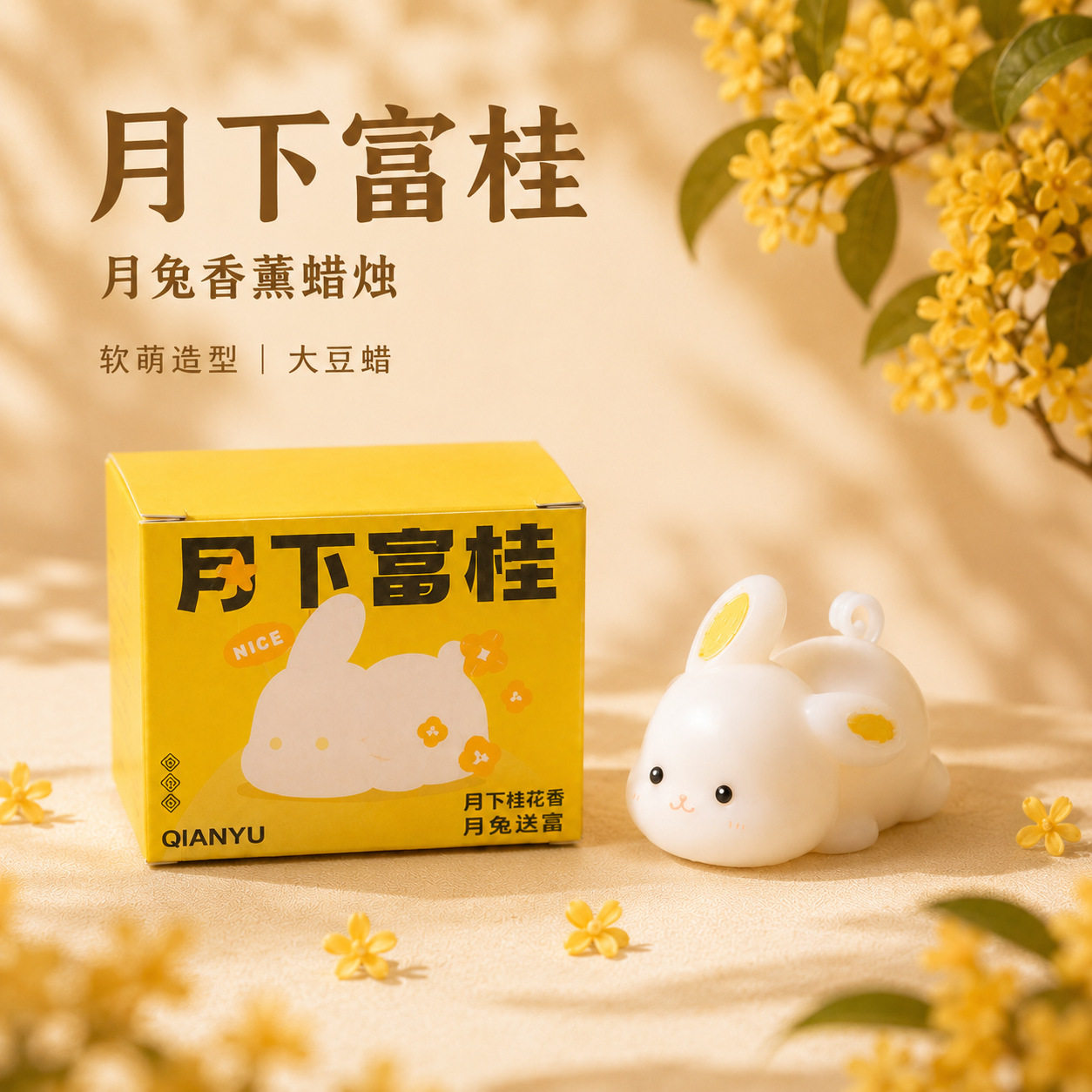 月下富桂兔子个性香薰蜡烛