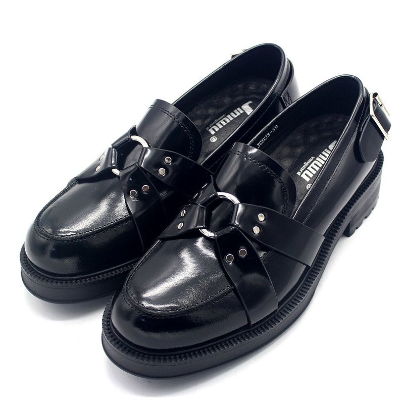 JINIWU吾倪季2025王源同款皮鞋金属环扣男鞋套脚厚底圆头乐福鞋子,流行男鞋,单鞋,淘宝优惠券,粉丝福利购,淘宝优惠卷