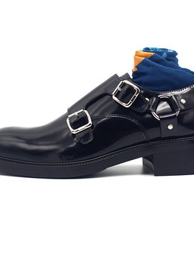 JINIWU吾倪季2025金属环孟克鞋扣搭牛皮正装皮鞋GVY家增高厚底鞋