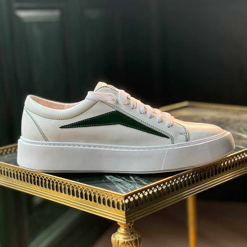JINIWU2025系带低帮休闲鞋百搭绿刀牛皮透气圆头拼色板鞋小白鞋,流行男鞋,休闲板鞋,淘宝优惠券,粉丝福利购,淘宝优惠卷