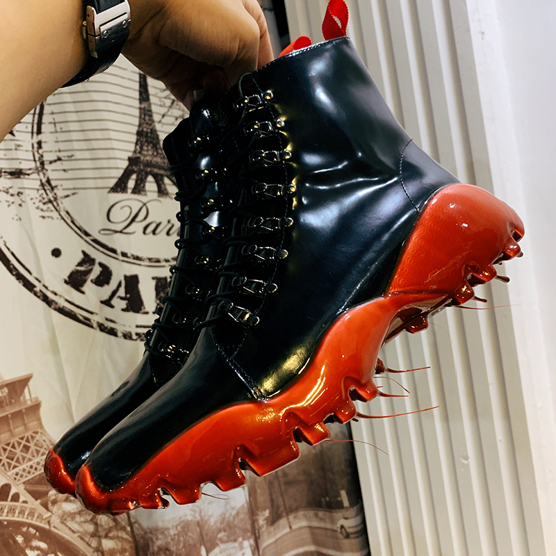 jiniwu吾倪季红色休闲风马丁靴