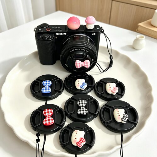 卡通镜头盖防丢绳适用佳能R50富士XT50XT30三代XT5 ZVE10 Z30Z50