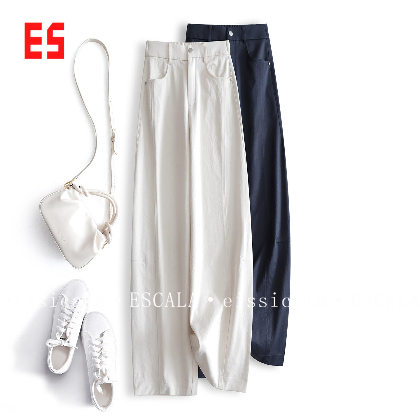 德国新料 柜货亲肤抗皱免烫香蕉裤女秋季显瘦九分休闲直筒镰刀裤