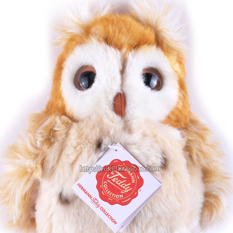 正版德国赫曼hermannteddy可爱猫头鹰仿真动物毛绒布艺类玩具公仔