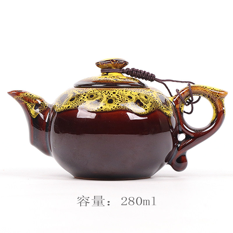 窑变茶壶油滴功夫茶道配件复古风创意陶瓷色釉日式家用单品泡茶器