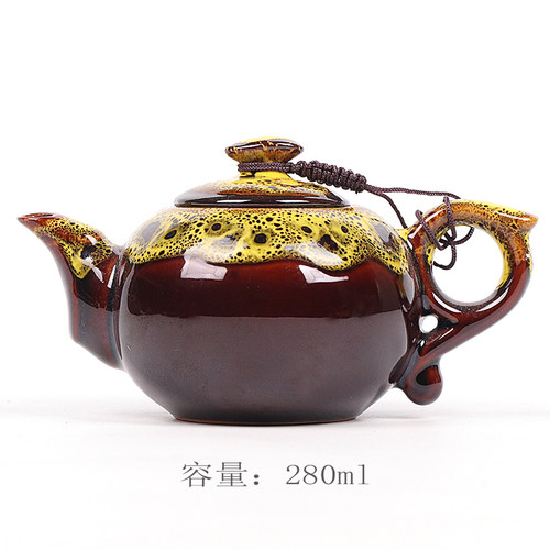 窑变油滴复古风陶瓷色釉单品茶壶