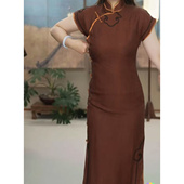 孤品单件秒杀 100桑蚕丝红云纱绞罗如意头旗袍