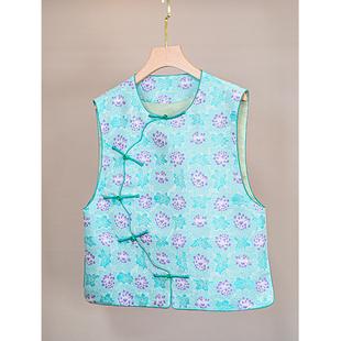 织金弧度圆领马甲 曲水凌波四重纬40姆米薄款 云锦百利 上久楷宋锦