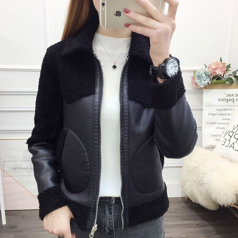 外套女春秋2020秋冬新款大码女装两面穿羊羔毛皮毛一体女士短外套