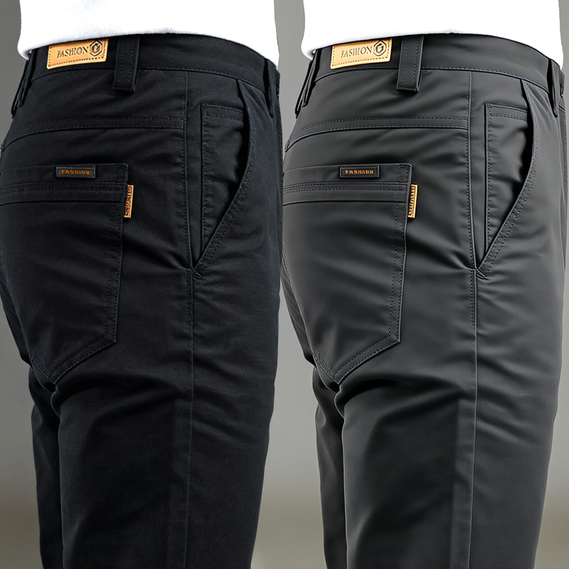 纯棉男士休闲裤2025春秋潮流百搭弹力轻商务长裤宽松直筒裤子男装