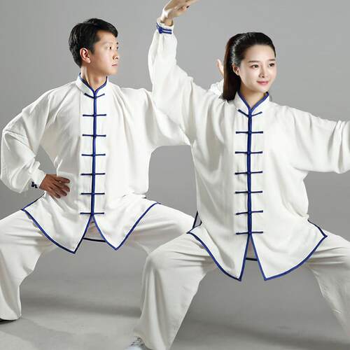 太极服女亚麻棉春夏秋款中老年晨练练功服男太极拳武术表演服套装