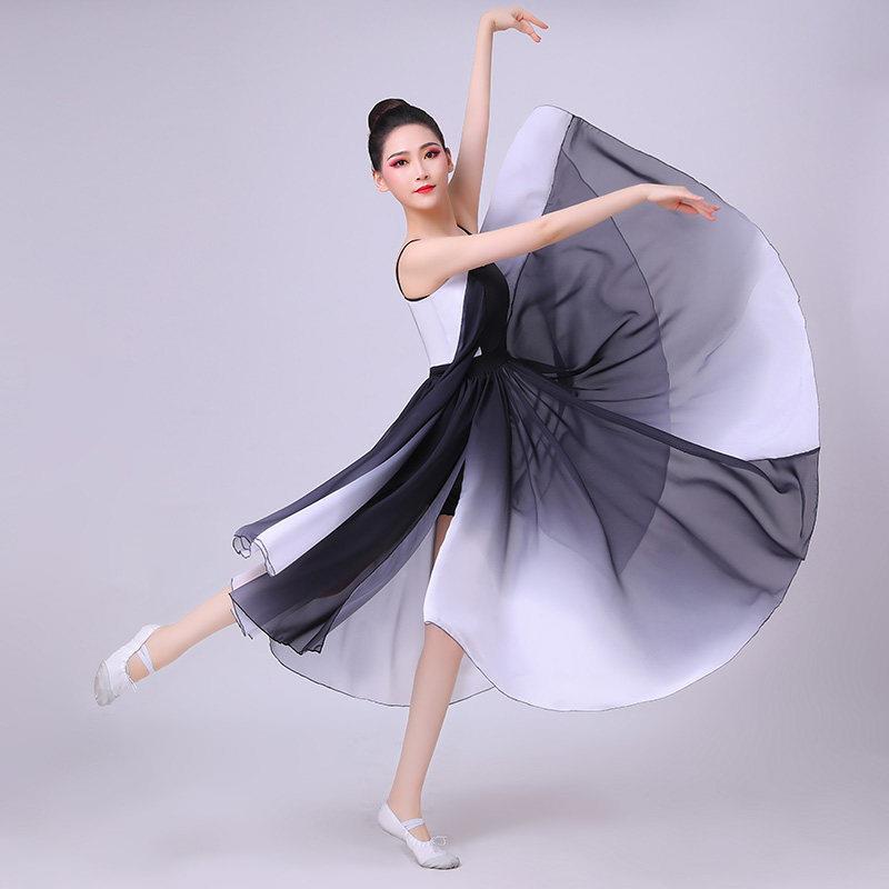 吊带洋装现代舞蹈表演演ZP-037出服女成摆人大飘逸裙时尚中国长风