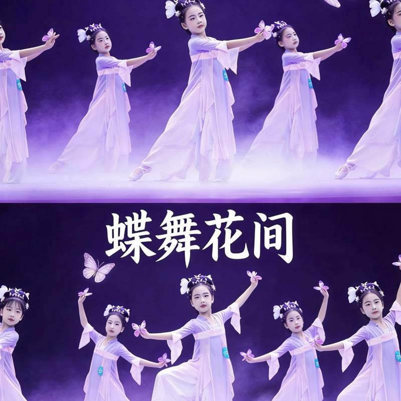 蝶舞花间舞蹈演出服儿童古典舞表演服少儿群舞蝴蝶道具中国舞服装