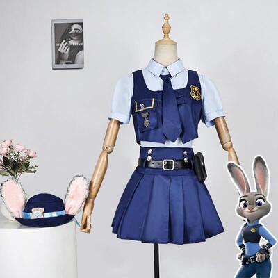 疯狂动物城朱迪兔子警官cosplaycos服成人儿童套装蓝色校园风动漫