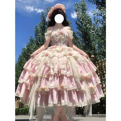 花下情书lolita裙粉色花嫁洛丽塔礼服成人礼学生日派对写真公主裙