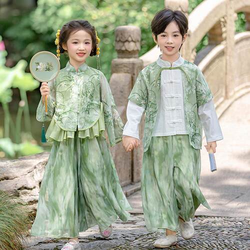童汉服古风超仙秋季儿童唐装幼儿园古装礼服男孩新中式国风演出服