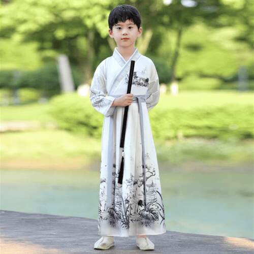 男女儿童汉服国学服书童中国风古装舞蹈表演合唱三字经演出服装