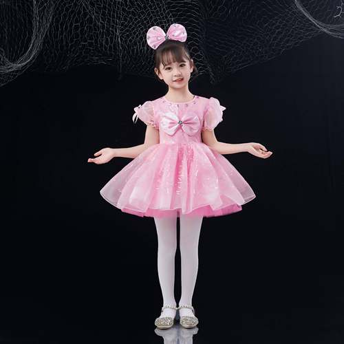 款儿童演出可DDQ服女童蓬蓬纱新裙亮片爱公主裙幼儿园表六一舞蹈