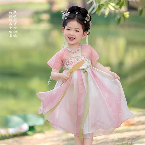汉服女童2025新款国风公主连衣裙儿童新中式超仙气女宝襦裙连衣裙