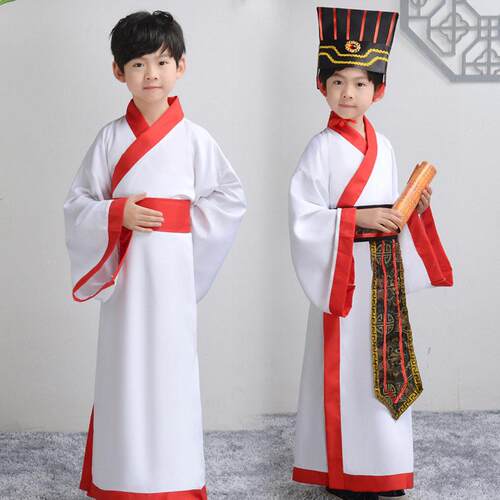 幼09-13儿童古装汉服相男童小男孩古老演师衣服大臣丞官服表出代