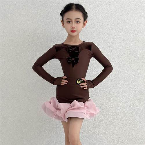 拉丁舞服女童练功服2025秋冬新款儿童高级感演出服少儿舞蹈裙套装