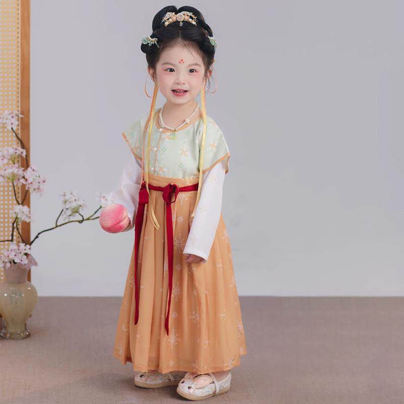 儿童汉服女童长袖连衣裙古风超仙儒裙女孩公主裙古装演出服唐装