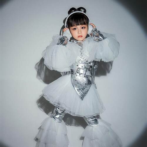 女童科技感潮服元宇宙风幼儿模特走秀儿童T台未来战士t台秀演出服