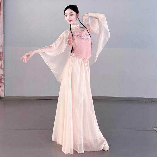 新国风舞中古BM23风旗演袍考领刺绣纱衣亲肤裙裤艺练功舞台式出服