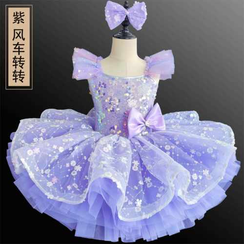 公儿蓬蓬纱童表裙女童小天鹅芭蕾GEV舞裙演服汇演舞台合唱主裙演