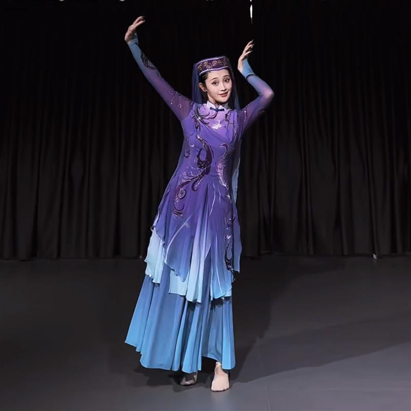 回族舞蹈服维族演出服古典舞少数民族舞台剧目女子独舞艺考表演服