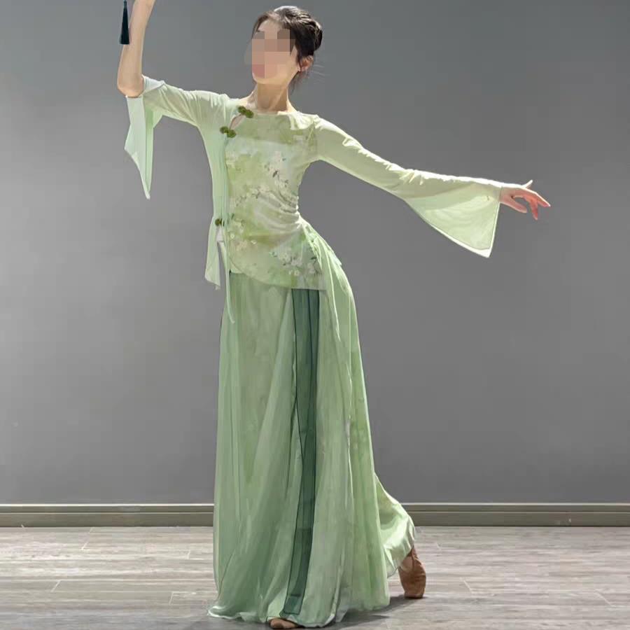 纸伞舞蹈服装上春演服中国风油IJW古山典舞声韵纱衣套出装江南表