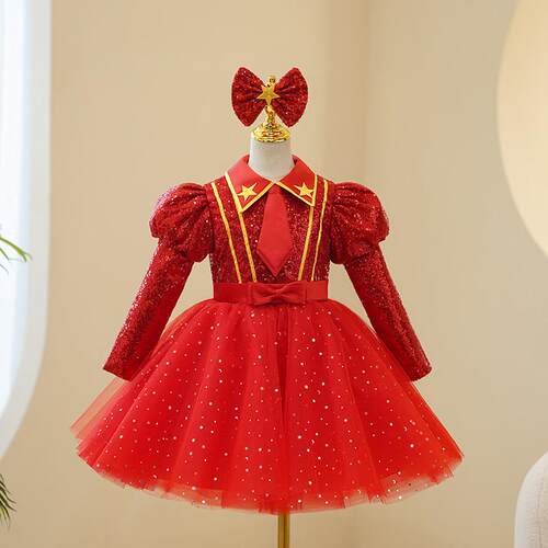六一儿童大合唱演出服中小学生红星闪闪诗歌朗诵红歌合唱团礼服裙