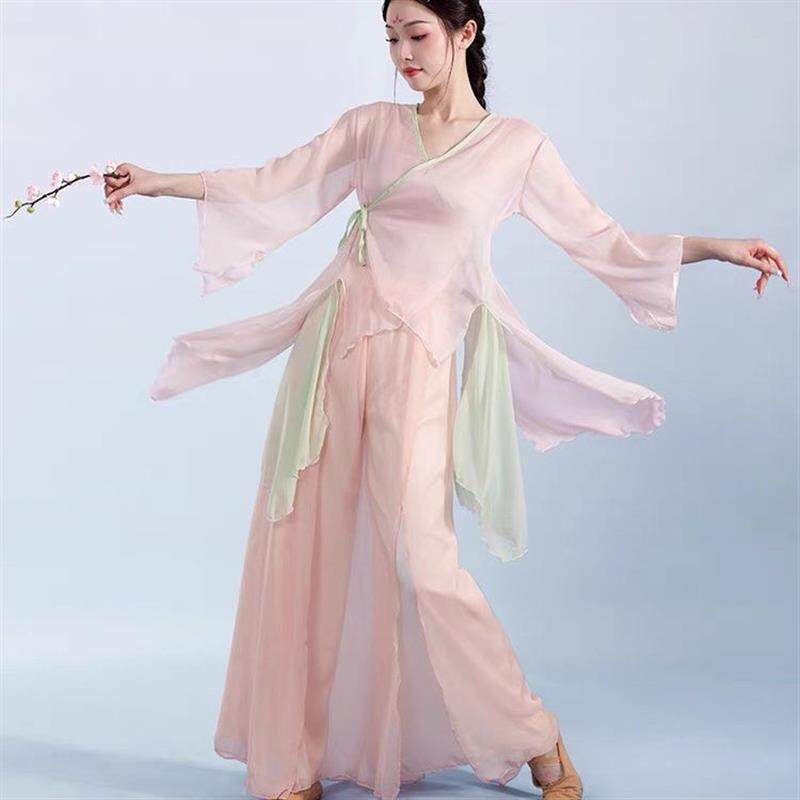 春颂舞蹈服装桃花诺演出服春三月超仙飘逸纱衣一路生花古典舞服装